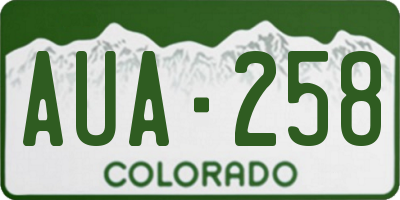 CO license plate AUA258