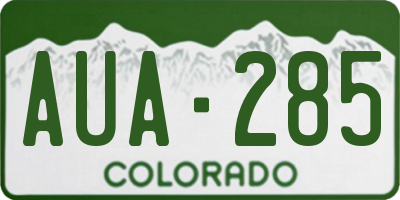 CO license plate AUA285