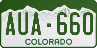 CO license plate AUA660