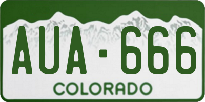 CO license plate AUA666