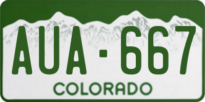 CO license plate AUA667