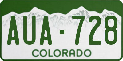CO license plate AUA728
