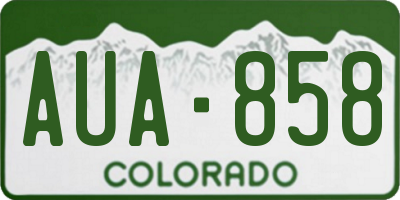 CO license plate AUA858