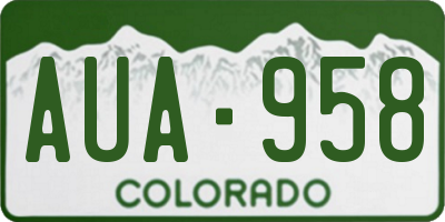 CO license plate AUA958