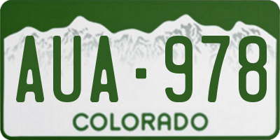 CO license plate AUA978