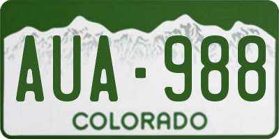 CO license plate AUA988