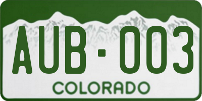 CO license plate AUB003