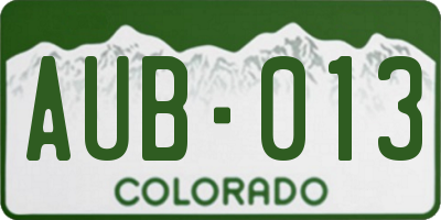 CO license plate AUB013