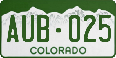 CO license plate AUB025