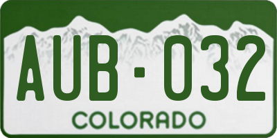 CO license plate AUB032