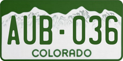 CO license plate AUB036