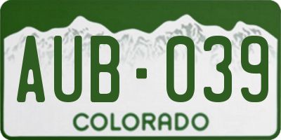 CO license plate AUB039