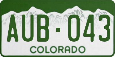 CO license plate AUB043