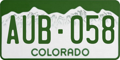 CO license plate AUB058
