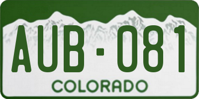 CO license plate AUB081