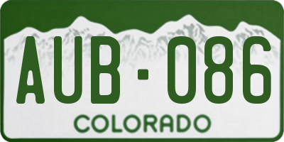 CO license plate AUB086