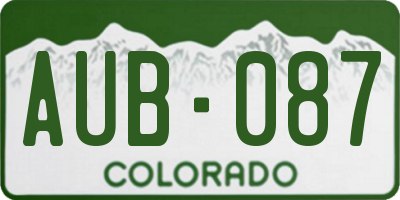 CO license plate AUB087