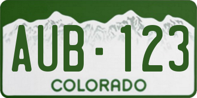 CO license plate AUB123