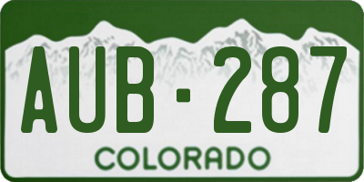 CO license plate AUB287