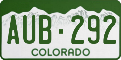 CO license plate AUB292