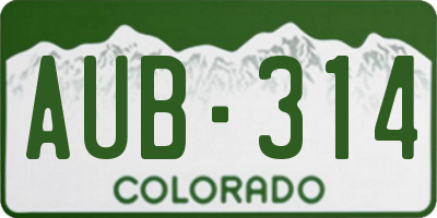 CO license plate AUB314