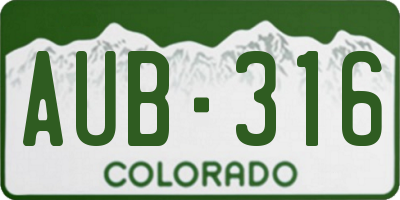 CO license plate AUB316
