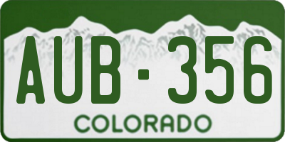CO license plate AUB356