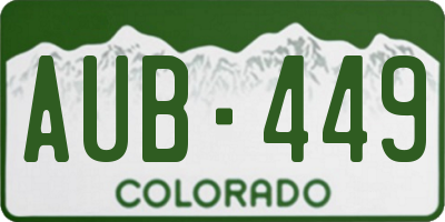 CO license plate AUB449