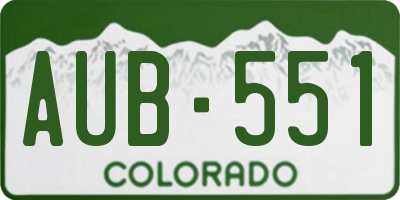 CO license plate AUB551