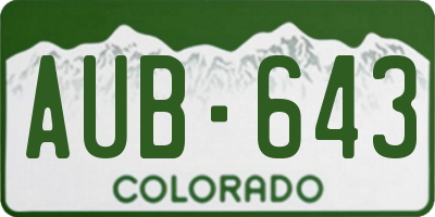 CO license plate AUB643