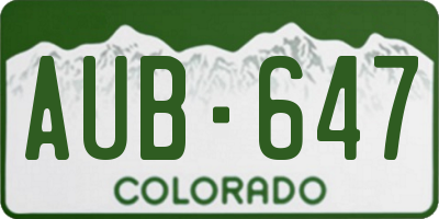 CO license plate AUB647