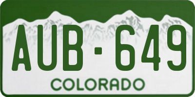 CO license plate AUB649