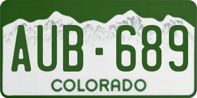 CO license plate AUB689