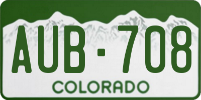 CO license plate AUB708