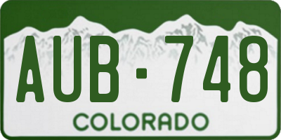 CO license plate AUB748