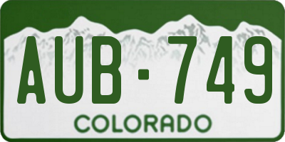 CO license plate AUB749