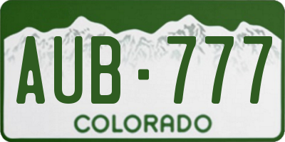 CO license plate AUB777