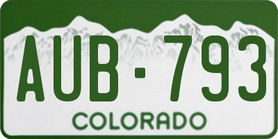 CO license plate AUB793