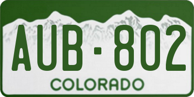 CO license plate AUB802