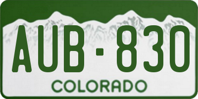 CO license plate AUB830