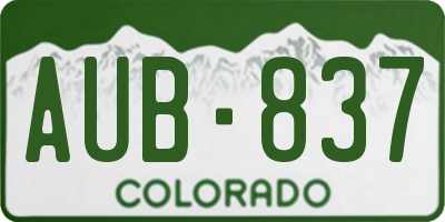 CO license plate AUB837