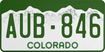 CO license plate AUB846