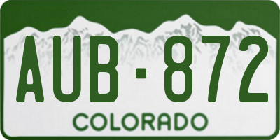 CO license plate AUB872