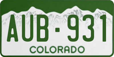 CO license plate AUB931