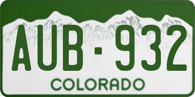 CO license plate AUB932