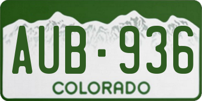 CO license plate AUB936