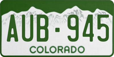 CO license plate AUB945