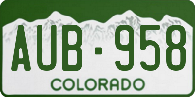 CO license plate AUB958