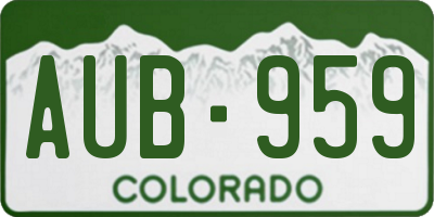 CO license plate AUB959