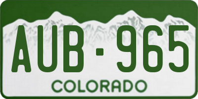 CO license plate AUB965
